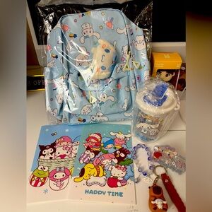 Cute Blue Cartoon Backpack Set